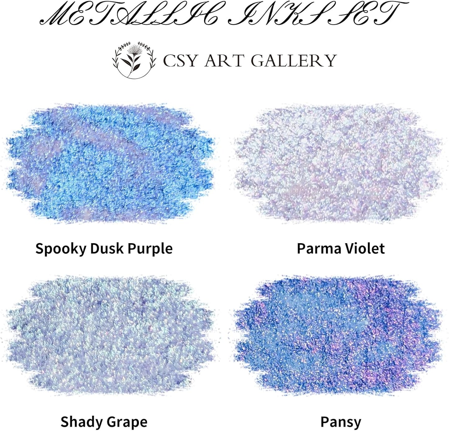 CSY art gallery Pearlescent Liquid Acrylic Ink Set Bottle -Shimmering Purple Permanent Calligraphy Inks-High Gloss,Metallic Paint for Crafts, Resin Art, DIY, Furniture, Wood (Lavender Manor Set) - Crafty Corner