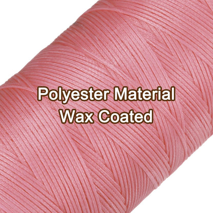 uxcell 150D 0.8mm Flat Waxed Thread 284 Yards Polyester Leather Sewing Waxed String Hand Stitching Waxed Cord for Leather Stitching Sewing Bookbinding DIY Craft Rouge Pink