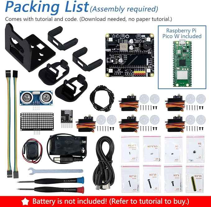 Freenove Bipedal Robot Kit for Raspberry Pi Pico W (Included) (Compatible with Arduino IDE), LED Matrix Expressions, Obstacle Avoidance, Colorful Lights, Buzzer, Speaker, App