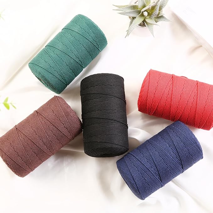 Cotton Macrame Cord 2mm x 382yards Natural Colored Macrame Supplies, Soft Craft Cotton Rope for Plant Hanger Wall Hanger Dreamcatcher (Orange)