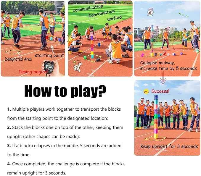 Team Building Block Tower Game, No-Assembly Team Tower Challenge Kit - Indoor/Outdoor Leadership Development Game(Yellow,10PCS)