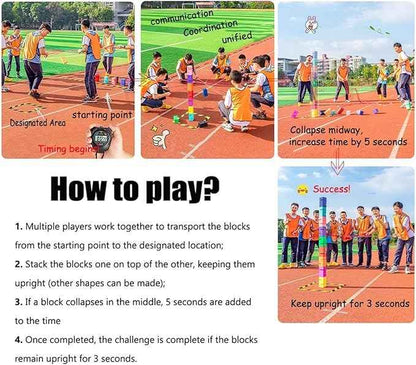 Team Building Games for Work, Weatherproof Team Tower Game Kit for Backyard Parties & Office Icebreakers(Yellow,8PCS)