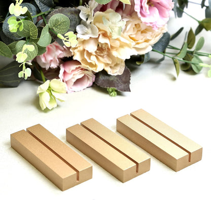 UNIQOOO 10 Pack 4" Gold Birch Wood Stands for Wedding Acrylic Sign, Wood Table Number Holders for 1/8 Thick Acrylic Sheets | Wedding Display Stand, Card Holder for Bar Menu, Retail Sign, Party