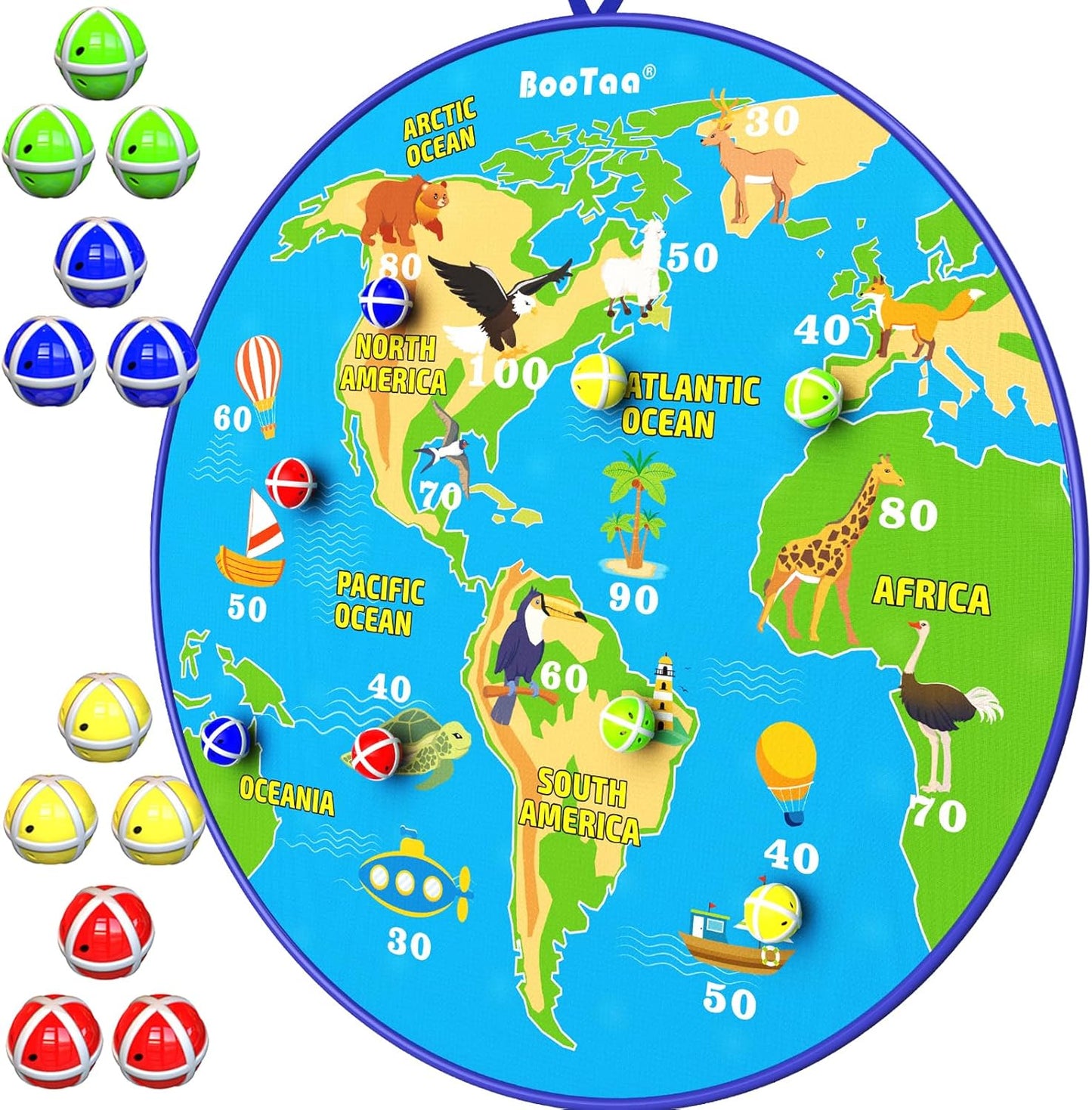 BooTaa 29" Large Dart Board for Kids, Kids Dart Board with Sticky Balls, Boys Toys, Indoor/Sport Outdoor Fun Party Play Game Toys, Birthday Gifts for 3 4 5 6 7 8 9 10 11 12 Year Old Boys Girls