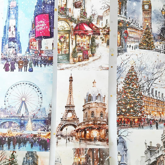 Washi Tape Set,3 Rolls Christmas Stickers for Scrapbook Supplies,Large Size Landscape Washi Tape Stickers for Journaling,Junk Journal,Phone Case,Planner,DIY Craft(Paris)
