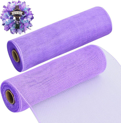 TONIFUL 2 Rolls 10 Inch Lavender Purple Decorative Mesh Ribbbon Rolls, Fabric Mesh for Mesh Wreath Supplies, Front Door Wreath Crafts Tree Decor Christmas NewYears Halloween Decoration (10 yds/roll) - Crafty Corner