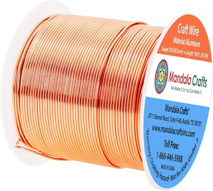Mandala Crafts 20 Gauge Anodized Aluminum Craft Wire for Jewelry Making - 100 FT Colored Flexible Copper Tone Wire - Bendable for Bonsai Armature Crafting Sculpting - Crafty Corner