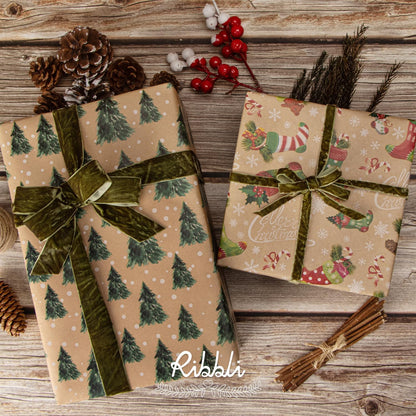 Ribbli Moss Green Velvet Ribbon 1 Inches Luxury Crinkled Green Christmas Ribbon for Gift Wrapping Crafts Home Decor-Continuous 10 Yard - Crafty Corner