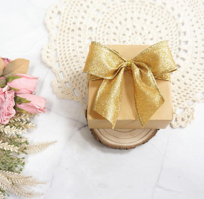 CT CRAFT LLC Glitter Wired Ribbon 1.5" x 10 Yards Yellow Gold for Christmas Home Decor Bow Gift Wrapping DIY Crafts Wreath - Crafty Corner