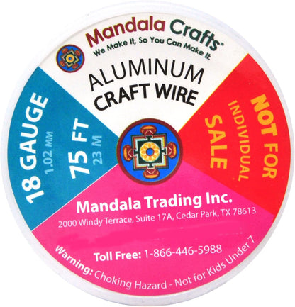 Mandala Crafts 18 Gauge Anodized Aluminum Craft Wire for Jewelry Making - 450 FT Colored Flexible Silver Copper Tone Wire - Bendable for Bonsai Armature Crafting Sculpting - Crafty Corner