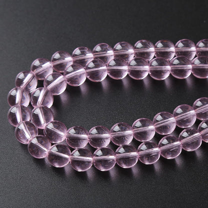6mm 60pcs Smooth Rose Pink Glass Beads Quartz Crystal Round Loose Beads for Jewelry Making DIY Bracelet Necklace