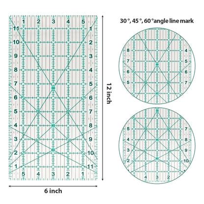 MANUFORE Quilting Ruler 6 * 12in Sewing Acrylic Anti-Slip Metric Ruler DIY Quilting Tools with Clear Printed Lines for Precise Cutting
