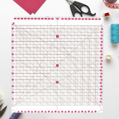 12.5 * 12.5" Quilting Ruler,Square Sewing Ruler, Durable 4mm Thick Slotted Rulers,Clear Mark Acrylic Ruler for Quilting, Sewing, Crafts Template for Precise Cutting
