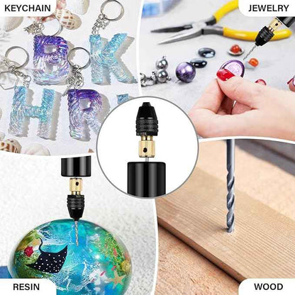 LET'S RESIN Electric Drill, 74Pcs Hand Drill with 3-Jaw Clamp-Applicable to A Larger Drilling Range (0-3mm), Keychain Making Kit, Jewelry Making Kit, Grip Nose Pliers, Jewelry tools, for Resin