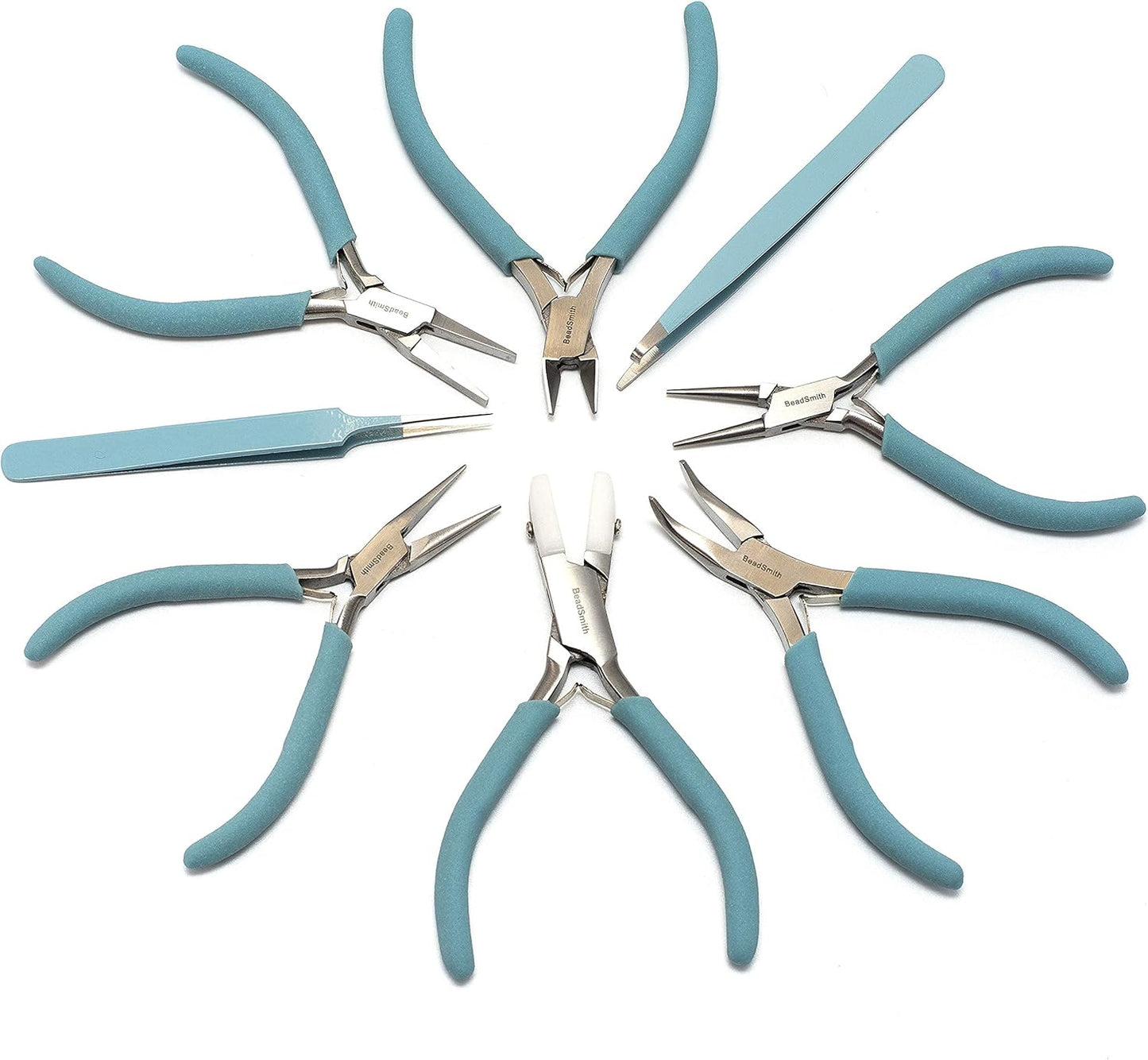 The Beadsmith Fashion Color Pliers – Set of 8 Slimline Color-Coordinated Tools – Matching Clutch in Light Blue – Jewelry Making Supply Kit to Create Necklaces, Bracelets, Earrings & More - Crafty Corner