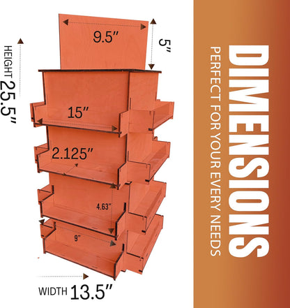 TORCHED DISPLAYS 4-Sided Rotating Display Stand - Craft Shows, Trade Shows, Markets - Small & Medium-Sized Items like Stickers, Postcards, Coasters, Note Pads, Napkins, Easy to Assemble (Orange)