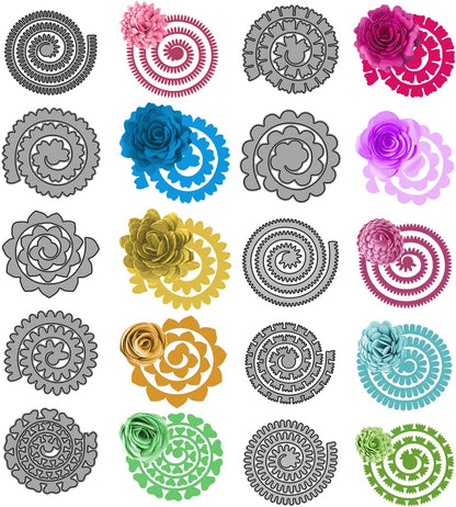 10pcs 3D Layering Rose Metal Cutting Dies, Daisy Flower Garland Wedding Cut Stencils, Blossom Screw Flower Die Cuts, Metal Embossing Stencils Template Mould