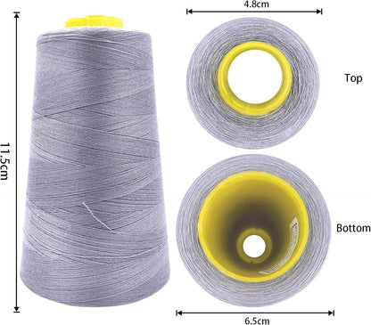 Tortoise 4 Cones of 3000 Yards Each Spool Thread for All Purpose, Serger, Overlock, Quilting, Sewing Machine - 40S/2 Gray 100% Polyester