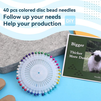 WONVOC Needle Felting Pad, 6x6x1'' Natural Wool Felting Mat, Needle Felting Supplies, with Finger Cots and 40 Straight Pins, for Wool Project Crafts