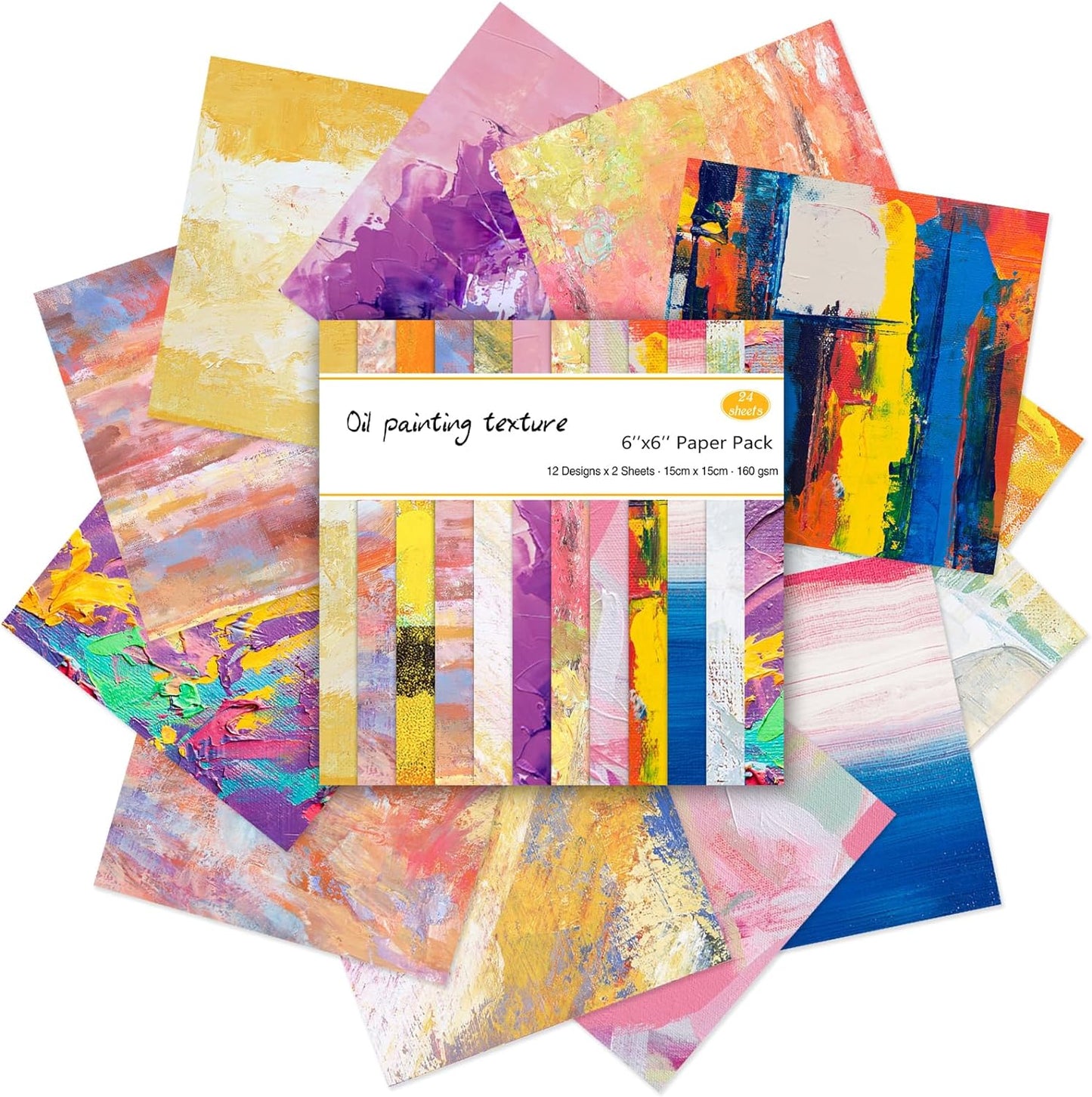 24 Sheets 12 Designs Scrapbook Paper Pad,6"×6” Single-Sided Decopodge Craft Cardstock Paper,Christmas Scrapbooking DIY Decorative Background Cardmaking Supplies.Oil Painting - Crafty Corner