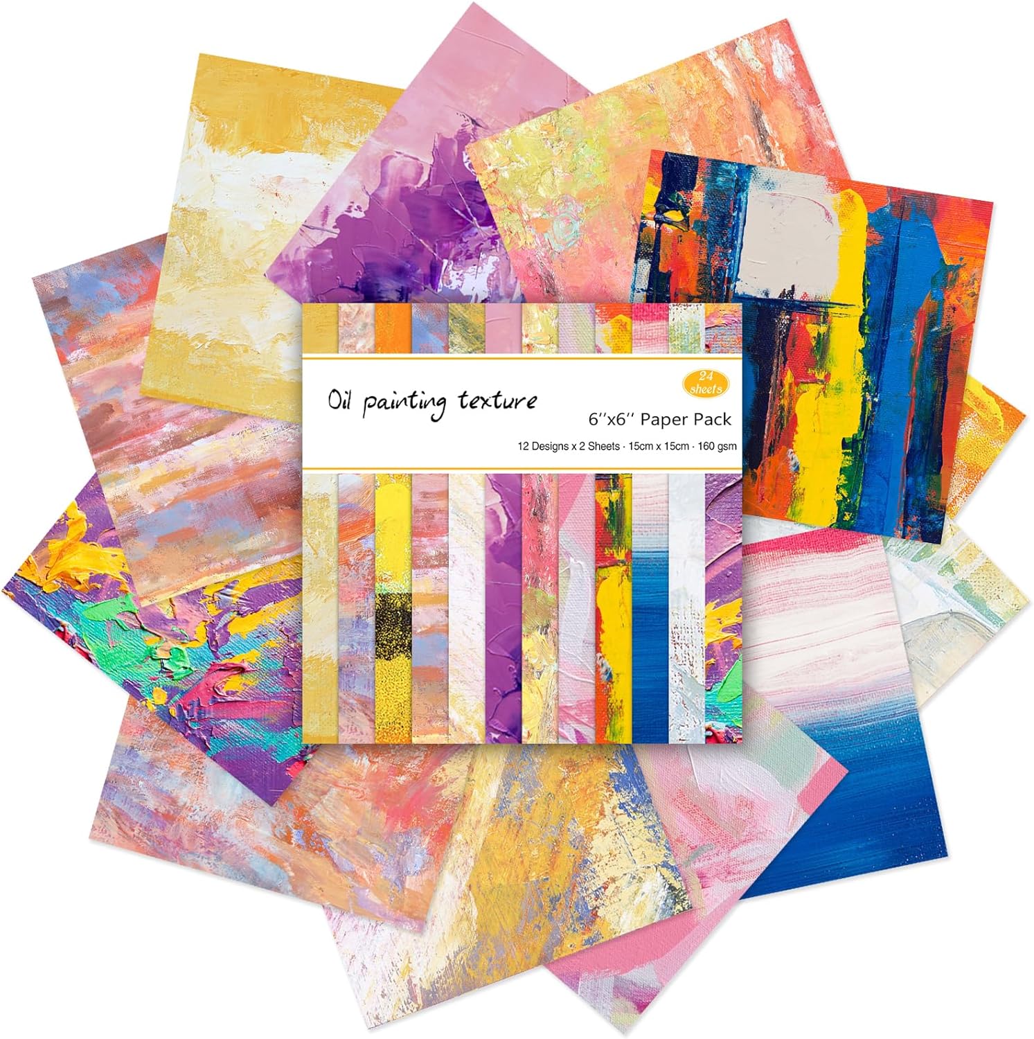 24 Sheets 12 Designs Scrapbook Paper Pad,6"×6” Single-Sided Decopodge Craft Cardstock Paper,Christmas Scrapbooking DIY Decorative Background Cardmaking Supplies.Oil Painting - Crafty Corner