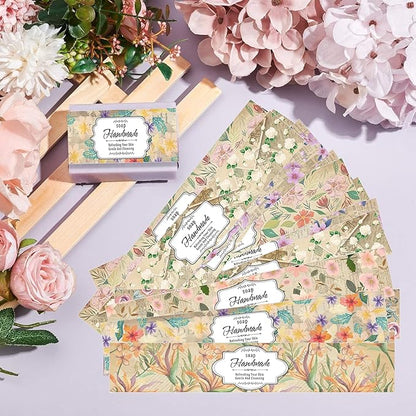 100 Eucalyptus Leaves Soap Wrapper 8 Style Vintage Flower Wrap Tape Kraft Paper Vertical Tag Sleeves Covers for Christmas Homemade Soaps Packaging Supplies(Vintage Flowers 2)