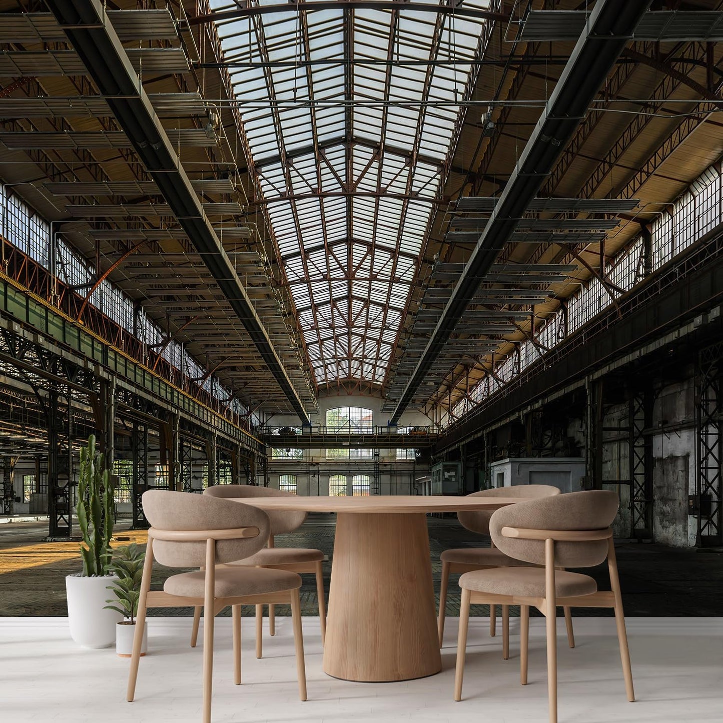 wall26 Wall Sticker/Wall Mural Industrial Interior of an Old Factory Building, Not Peel and Stick, Non-Woven Wallpaper Decorative for Bedroom, Living Room,Office - 132x144 inches