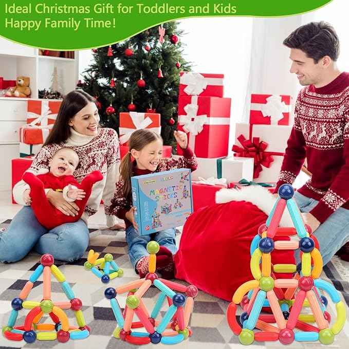 COUOMOXA Magnetic Building Blocks STEM for Toddlers: 74pcs Montessori Magnet Toys for 3 4 5 6 7 8+ Years Old Kids - Sensory Toys for Preschool Gifts-Starter Set - Birthday Gift for Boys Girls