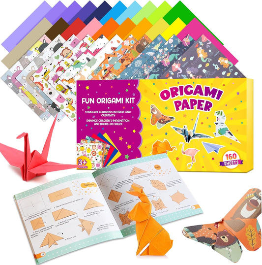 Pigipigi Kids Craft Origami Paper Kit for Kids Ages 5-8 8-12, with Guiding Book, 160 Sheets DIY Art and Crafts Supplies, Colorful Folding Papers Set Projects Gifts Activity for Boy Girl Toy(Forest) - Crafty Corner