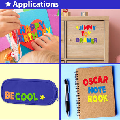 KRAFUN Felt Sticker Kit for Beginner Toddlers, Kids Arts & Crafts, Pack of 500 Assorted Scrapbook Stickers Alphabets, Numbers, Fun Shapes, Preschool, Children Early Learning, self Adhesive