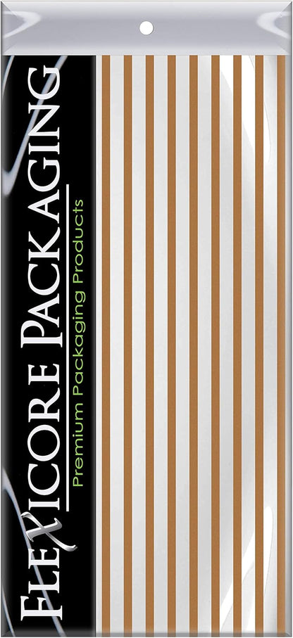 Flexicore Packaging Metallic Gold Pin Stripe Print Gift Wrap Tissue Paper Size: 15 Inch X 20 Inch | Count: 100 Sheets | Color: Gold Pin Stripe
