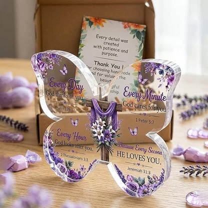 Mothers day Mom Gifts - Christian Gifts for Women Birthday, Butterfly Inspirational Gifts for Womenn, Friends, Mom, Sister, Girl, Coworker, Bible Verse Encouragement Decor, Religious Gift for Women Girls
