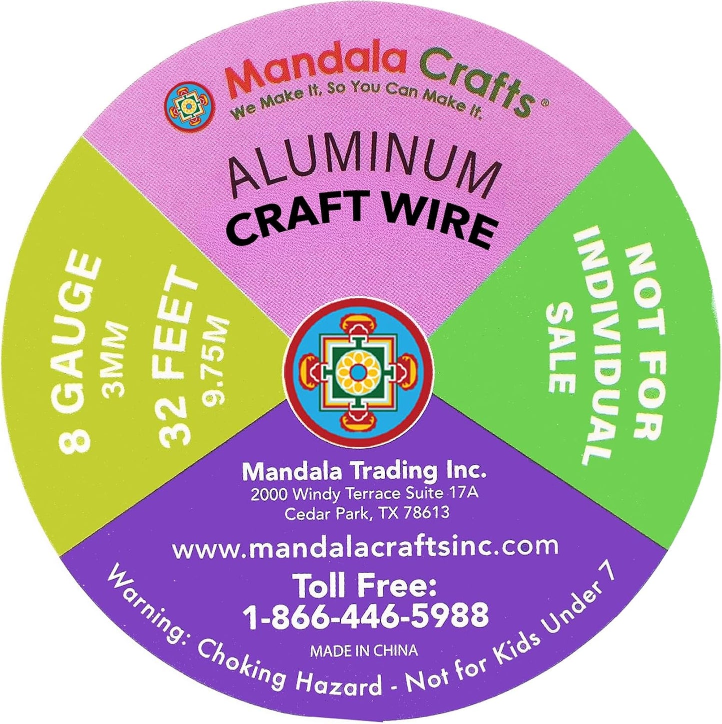Mandala Crafts 8 Gauge Anodized Aluminum Craft Wire for Jewelry Making - 120 FT Colored Flexible Silver Copper Purple Gold Brown Red Wire - Bendable for Bonsai Armature Crafting Sculpting - Crafty Corner