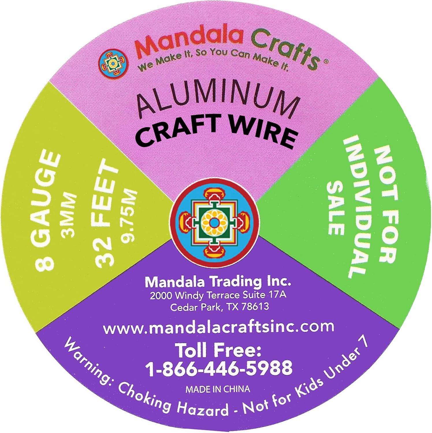 Mandala Crafts 8 Gauge Anodized Aluminum Craft Wire for Jewelry Making - 120 FT Colored Flexible Silver Copper True Blue Black Red Kelly Green Wire - Bendable for Bonsai Armature Crafting Sculpting - Crafty Corner