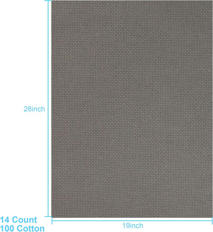 Aida Cloth 14 Count Cross Stitch Fabric,19×28inch (14CT, SlateGray)