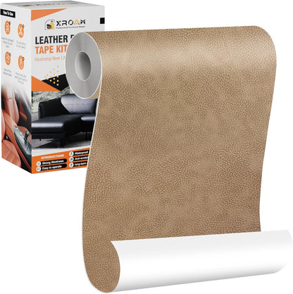 Leather Repair Tape, 4.7x63 inch Leather Patches for Furniture, Self Adhesive Leather Repair Patch for Sofas, Couches, Leather Covers, Seats, Chairs, Vinyl Repair Tape Retro Dark Beige