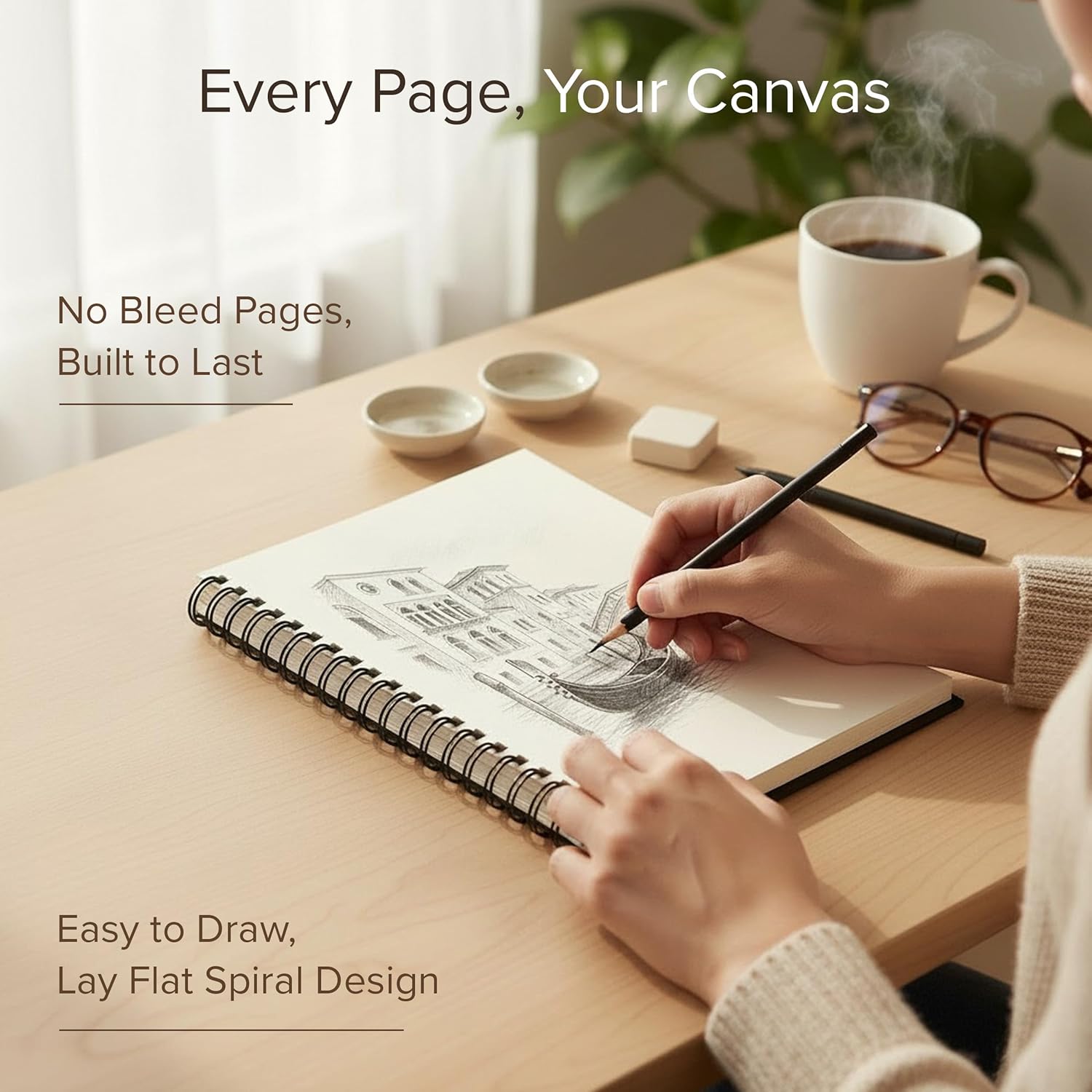 Artist’s Sketchbook Hardcover – 200GSM Very Thick Paper – Large, Spiral Sketch Book for Drawing and Mixed Media – Sketch Pad, Art Book - 8.25 x 11.4, 40 Sheets / 80 Pages - Crafty Corner