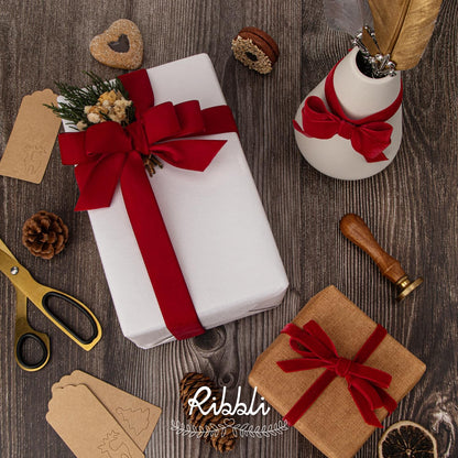 Ribbli Polyester Dark Red Velvet Ribbon,3/8 Inches Continuous10-Yard Spool,Christmas Ribbon for Gift Wrapping,Floral Bouquets, Home Decor - Crafty Corner