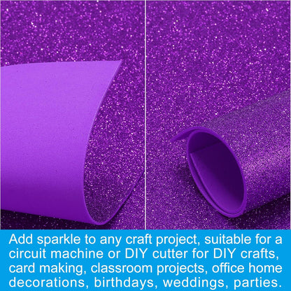 PATIKIL 2mm(1/10") Thick Non Adhesive Glitter Foam Sheet 16x24inch(40x60cm) Light Purple, EVA Shiny Foam Board for Craft, 6 Pcs