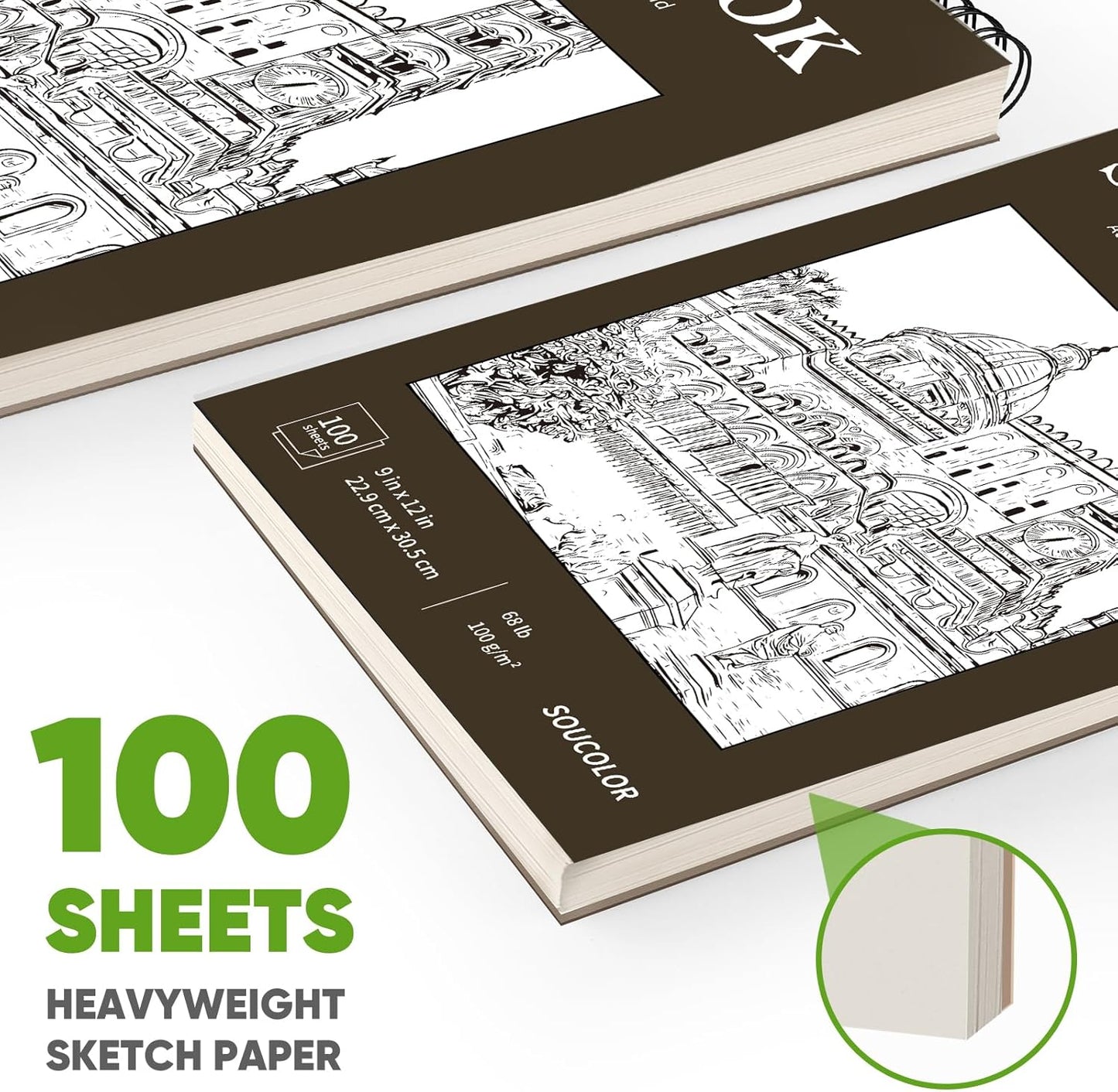 Classroom Must Haves Supplies for Teacher Student, Soucolor 9" x 12" Sketch Book 100 Sheets, Back to School Supplies, Art Sketchbook, Acid Free (68lb/100gsm) Artist Drawing Book Painting Sketching Pad - Crafty Corner