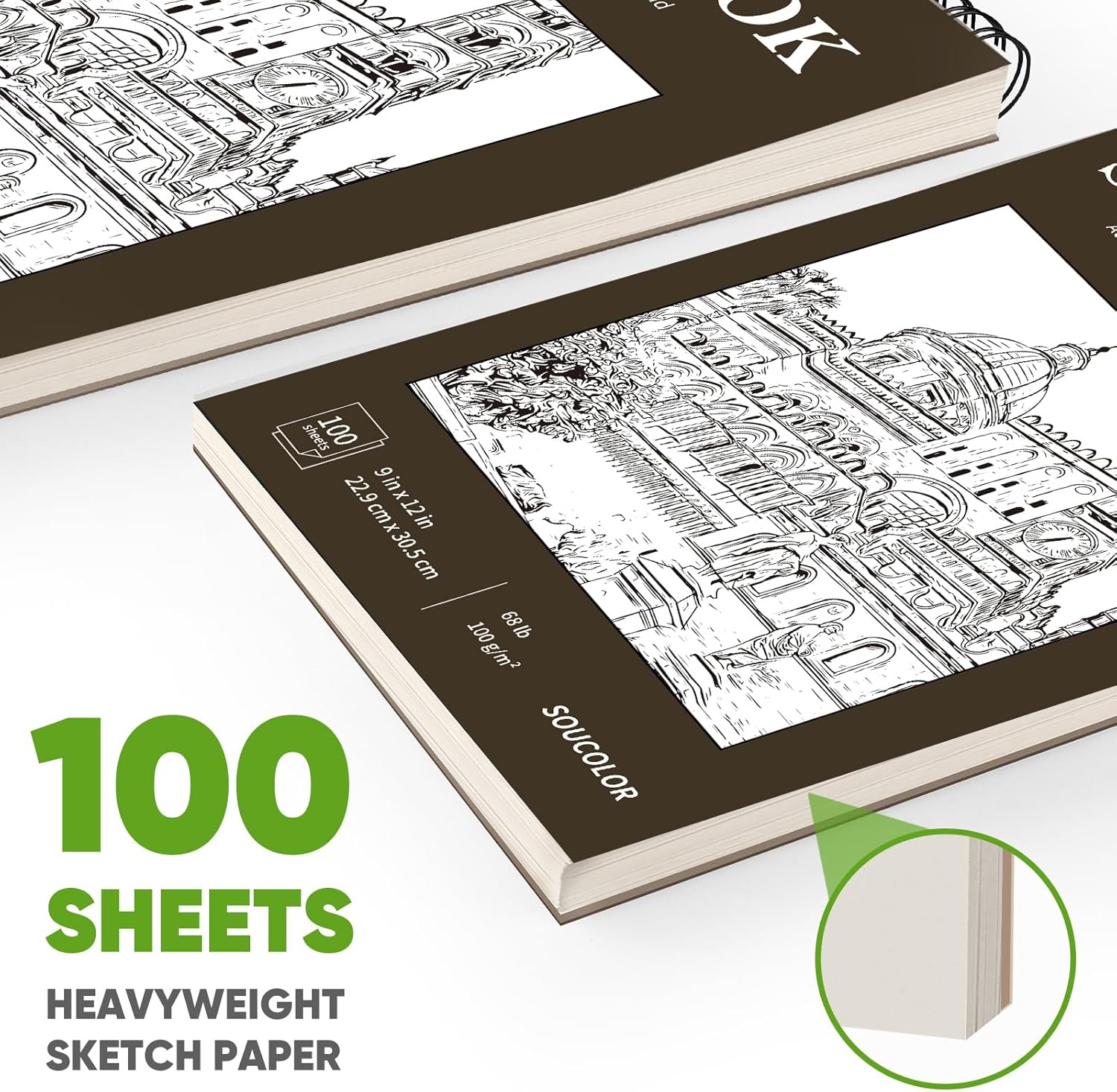 Classroom Must Haves Supplies for Teacher Student, Soucolor 9" x 12" Sketch Book 100 Sheets, Back to School Supplies, Art Sketchbook, Acid Free (68lb/100gsm) Artist Drawing Book Painting Sketching Pad - Crafty Corner