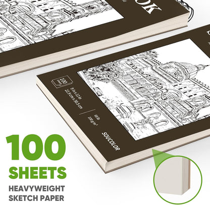 Classroom Must Haves Supplies for Teacher Student, Soucolor 9" x 12" Sketch Book 100 Sheets, Back to School Supplies, Art Sketchbook, Acid Free (68lb/100gsm) Artist Drawing Book Painting Sketching Pad - Crafty Corner