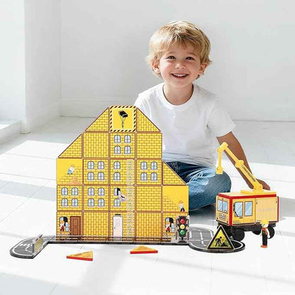 Fire Station Magnetic Tiles Set 60PCS | STEM Magnetic Building Blocks with Fire Trucks & Cranes | Educational Construction Toy for Kids Ages 3–8 | Compatible with All Tile Brands