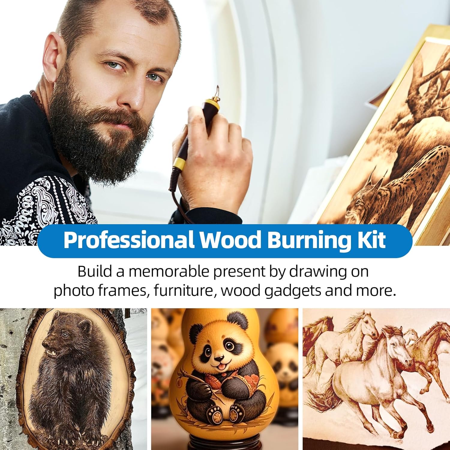 LH55-Z2-NS3 wood burning pen Wood Burning Tool Pen 200~750℃, Wood Burning kit with Digital Thermometer,3 pyrographic Wood Burning pens, 3 solid copper pen tips, 33 Wood Burning Pen Tips - Crafty Corner