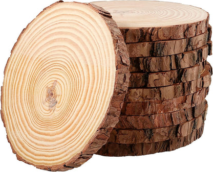 JEUIHAU 10 PCS 6.7-7 Inches Natural Unfinished Wood Slices, Round Wooden Tree Bark Discs, Wooden Circles for DIY Crafts, Christmas, Rustic Wedding Ornaments - Crafty Corner