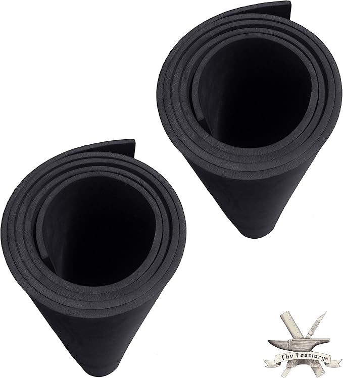 2-Pack Shape Retention EVA Cosplay Foam - 6mm Thick (Black) X-Large 35”x59” High Density EVA Craft Foam Sheets - Premium 85 kg/m3 Heat Shape Material for DIY, Con or Halloween Costumes - The Foamory