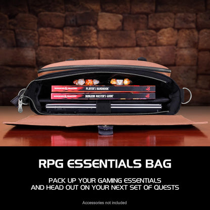 ENHANCE Collector's Edition RPG Player's Essentials DND Bag - Dragon Hide Exterior Messenger Bag Fits 2-4 Books, Binders, Dice & Accessories, with 17 inch Laptop Slot, Battlemap Straps (Dragon Pink)