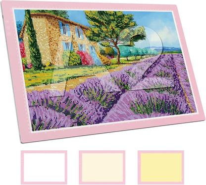 ZEXALIGHT A2 Light Box for Tracing, Light Pad for Diamond Painting with 8 Levels/Stepless Dimming Brightness and 3 Color Modes, Ultra-Thin Copy Board Light Table for Artists Tracing Drawing (Pink)