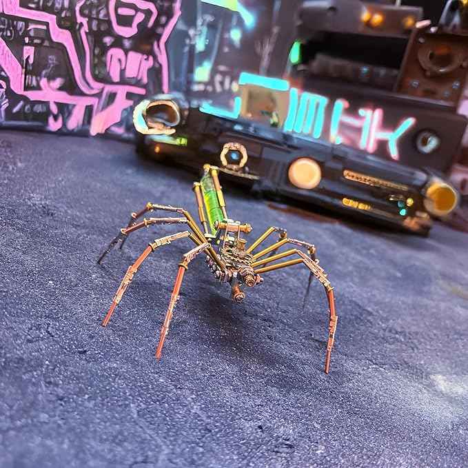 Metal Insect Spider Model Bug Sculpture Steampunk Mechanical 3D Puzzle Kits Craft Projects Hobby Kit Metal Building,Birthday Gifts, Ideas(Mechanical Spider A)