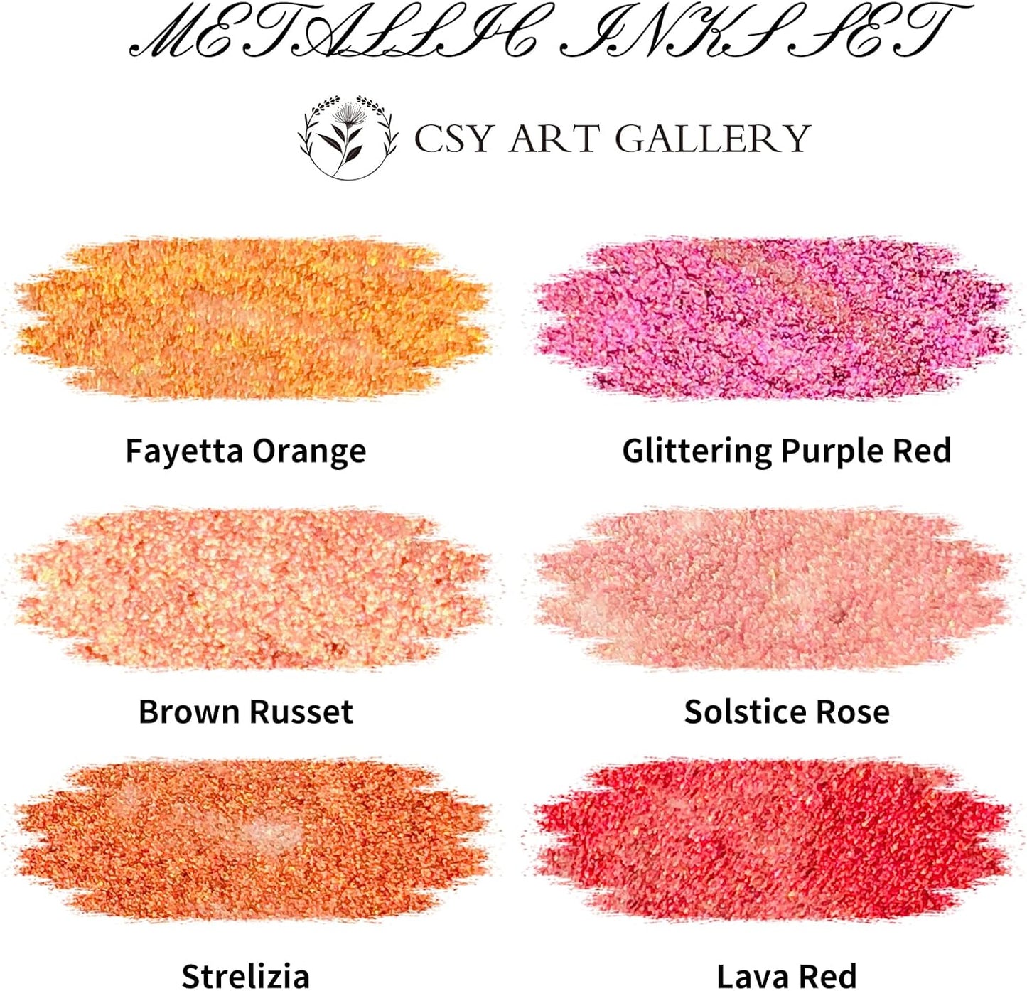 CSY art gallery Pearlescent Acrylic Inks Bottle with Dropper, 1oz - 29.5 ml Set of 6PCS Bronze Gold Red Liquid Drawing Ink for Calligraphy,Wood, Scrapbook Journals, Photo Albums (Saturn Twinkles Set) - Crafty Corner